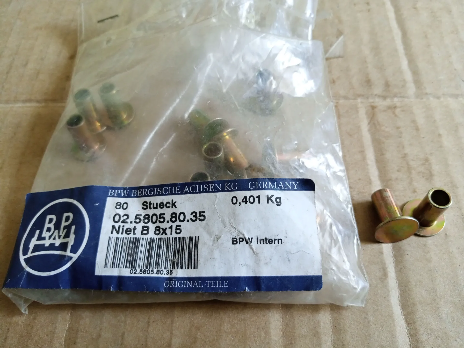 Заклепка тормозн колодок BPW 8х15 2