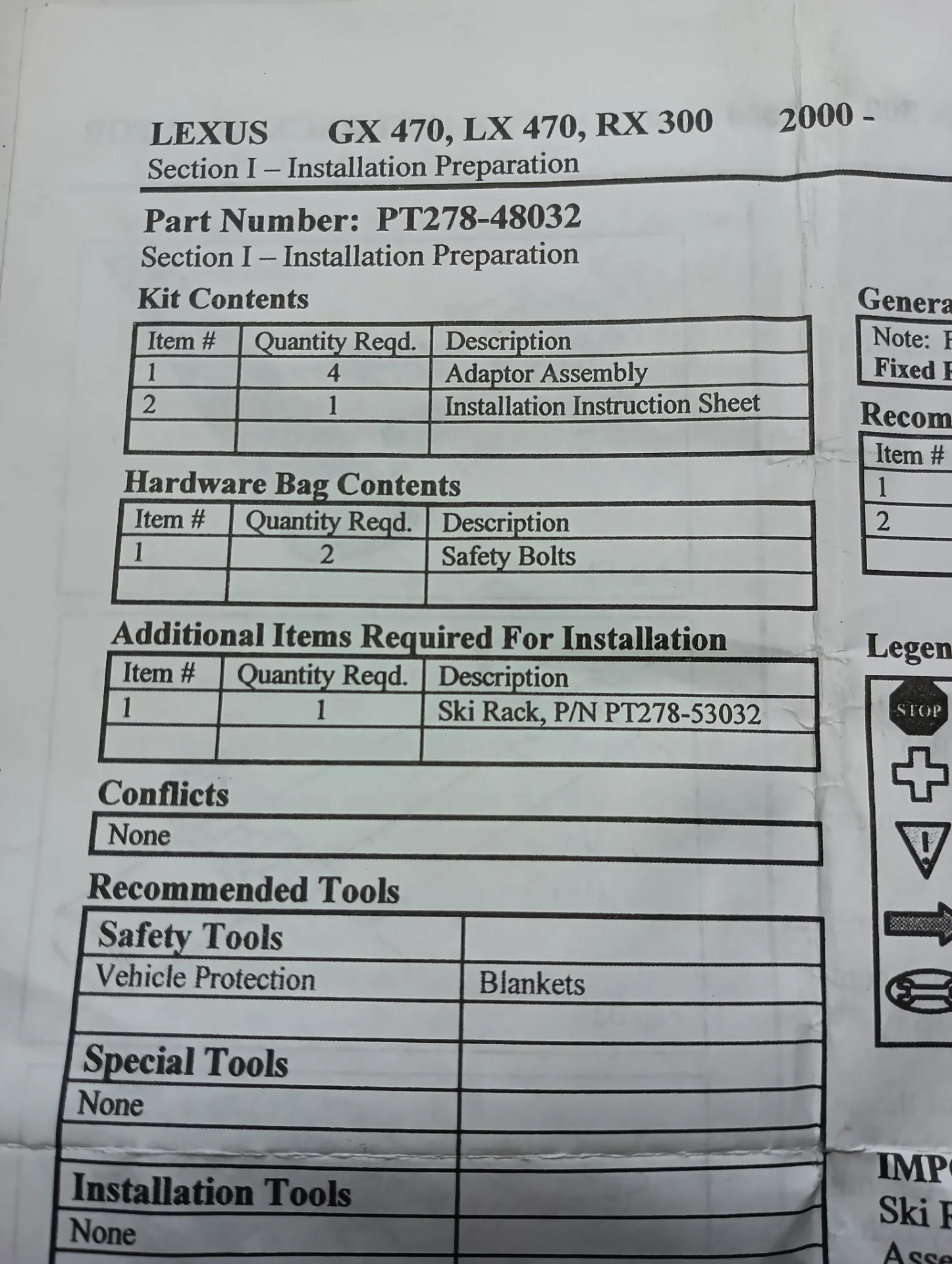 Крепление для лыж Lexus GX 470, LX 470, RX 300 4